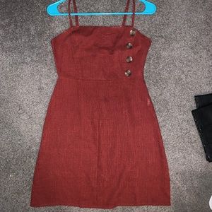 Burnt Orange Mini Dress with Buttons